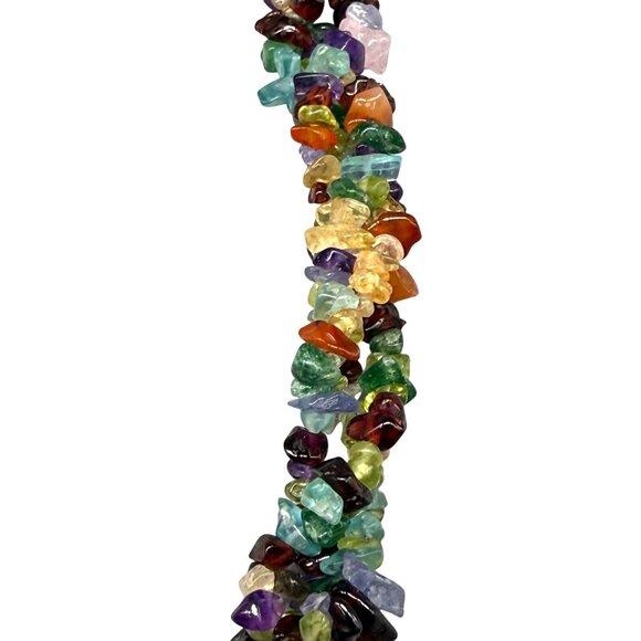 Multicolor Stones Chips Choker Necklace 20 Inches Colorful Nature Bohemian Hippi - Picture 4 of 4